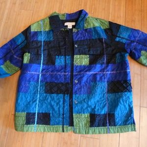 C.L.O.T.HES  MOD JACKET BLOUSE BLUES GREENS  XL